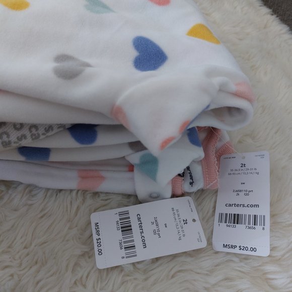 3/$25 Carter Hearts Footie Pajamas - Picture 7 of 7